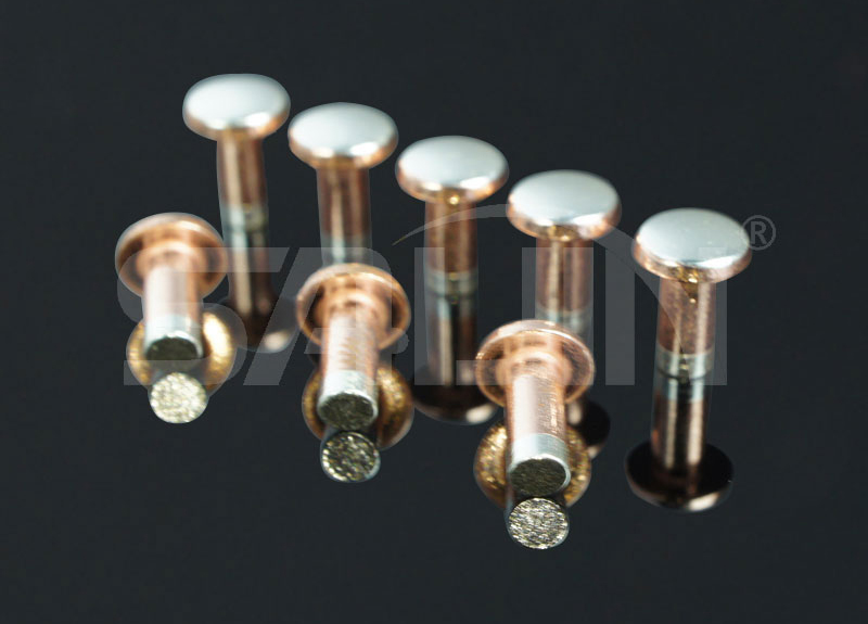 AgSnO2/Cu/AgSnO2 Tri-Metal Rivets | Premium Electrical Contact Solutions
